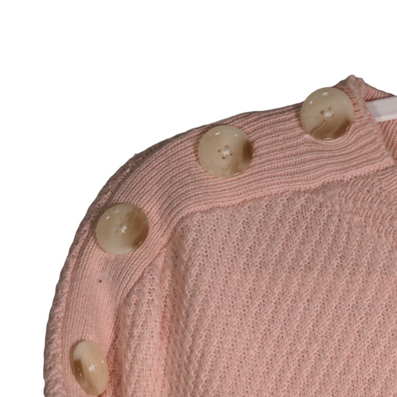 Loft Tunic Sweater Womens Large Pink Knit Button Detail Cotton Wool Blend Boho - Picture 3 of 7